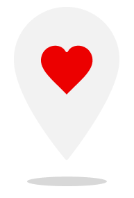 Location pin with a heart in the pin.