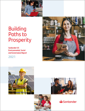 Santander 2021 Environmental Socal and Governance (ESG) report cover