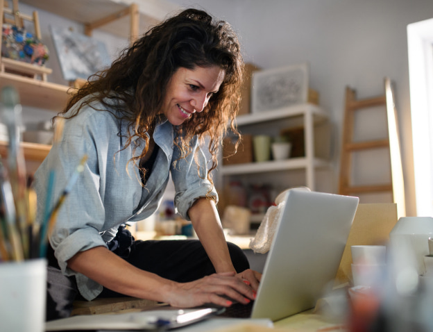 Woman working on laptop