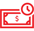 red money and clock icon