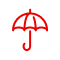 red outline icon of an umbrella