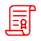 red outline icon of a diploma